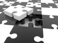 Incomplete puzzle concept in black and white colors.3d Royalty Free Stock Photo