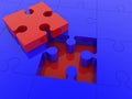 Incomplete puzzle in red and blue colors.3d Royalty Free Stock Photo