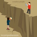 Incomprehension couple man woman business flat vector isometric