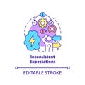 Inconsistent expectations concept icon Royalty Free Stock Photo