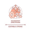 Inconsistent expectations red concept icon