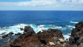 Inconspicuous entrance into secluded Charco Azul volcanic cave, El Hierro, Canary Islands, Spain