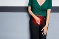 Incontinence problem,Hands woman holding her crotch,Female need to pee Royalty Free Stock Photo