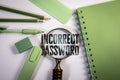 Incorrect password warning concept with magnifying glass Royalty Free Stock Photo