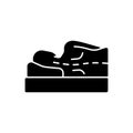 Incorrect sleeping position black glyph icon