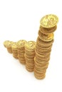 Increase bars graph from gold dollars Royalty Free Stock Photo