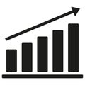 Increase chart icon. Rising bars symbol. Business growth illustration. Vector image. Royalty Free Stock Photo