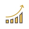 Bar chart or bar graph increasing vector icon design. 48x48 pixel perfect and editable line stroke. Royalty Free Stock Photo