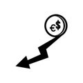 Increase or decrease in dollar or euro currency,icon vector illustration design Royalty Free Stock Photo