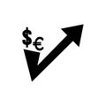 Increase or decrease in dollar or euro currency,icon vector illustration design Royalty Free Stock Photo