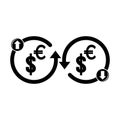 Increase or decrease in dollar or euro currency,icon vector illustration design Royalty Free Stock Photo