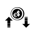 Increase or decrease in dollar or euro currency,icon vector illustration design Royalty Free Stock Photo