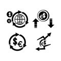 Increase or decrease in dollar or euro currency,icon vector illustration design Royalty Free Stock Photo