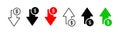 Increase, decrease dollar icons. Interest arrow money icons collection. Increase, decrease growth elements icons Royalty Free Stock Photo