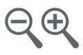 Increase-decrease magnifiers icons. Plus and minus zoom tool symbols. Search information signs. Zoom in, Zoom out icon Royalty Free Stock Photo