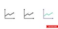 Increase diagram icon of 3 types color, black and white, outline. Isolated vector sign symbol