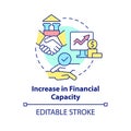 Increase in financial capacity concept icon