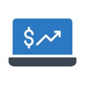 Increase glyph colour vector icon