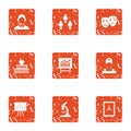 Increase of the remittance icons set, grunge style