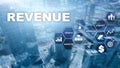 Increase revenue concept. Planing growth and increase of positive indicators in his business. Mixed media. Planning revenue growt Royalty Free Stock Photo