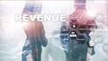 Increase revenue concept. Planing growth and increase of positive indicators in his business. Mixed media. Planning revenue growth Royalty Free Stock Photo