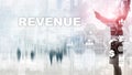 Increase revenue concept. Planing growth and increase of positive indicators in his business. Mixed media. Planning revenue growth Royalty Free Stock Photo