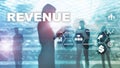 Increase revenue concept. Planing growth and increase of positive indicators in his business. Mixed media. Planning revenue Royalty Free Stock Photo