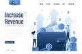 Increase revenue landing page template. Wallet full of money. High interest rate. Growing quotes, raise capital