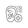 Increase volume in the hearing aid line icon. Royalty Free Stock Photo