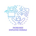 Increased employee morale blue gradient concept icon