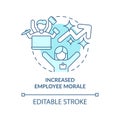 Increased employee morale turquoise concept icon