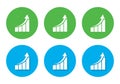 Increasing bar graph icon in flat style. Rising chart symbol vector with shadow Royalty Free Stock Photo