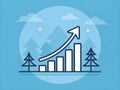 Increasing Chart with Arrow and Trees Concept Royalty Free Stock Photo