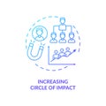 Increasing circle of impact navy gradient concept icon