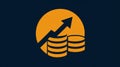 Increasing Coins Stack with Upward Arrow Graph, Financial Growth Concept Icon Royalty Free Stock Photo