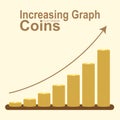 Increasing graph of golden coin stack, business concept vector