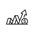 Black line icon for Increasing, amplify and raise