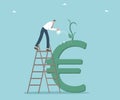 Man watering sprout on euro sign Royalty Free Stock Photo