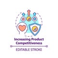 Increasing product competitiveness concept icon