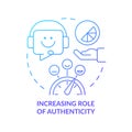 Increasing role of authenticity blue gradient concept icon Royalty Free Stock Photo
