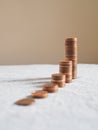 increasing stack of one euro cents that show exponential growth, compound interest Royalty Free Stock Photo