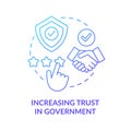 Increasing trust in government blue gradient concept icon