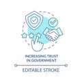 Increasing trust in government turquoise concept icon