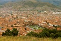 Incredible Aerial City View of Cuzco with the Plaza de Armas Square Seen from Sacsayhuaman Citadel, Peru Royalty Free Stock Photo