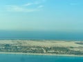 Incredible aerial view of Abu Dhabi Corniche road and beach Royalty Free Stock Photo