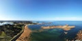 aerial photo of the beach of the Renote peninsula in TrÃ©gastel, Pink Granite Coast, Brittany, France Royalty Free Stock Photo