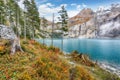 Incredible autumn view of Oeschinensee Lake