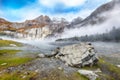 Incredible autumn view of Oeschinensee Lake