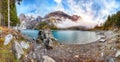 Incredible autumn view of Oeschinensee Lake