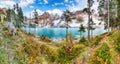 Incredible autumn view of Oeschinensee Lake